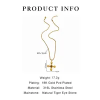 Simple Style Cross 316L Stainless Steel  Three-dimensional Natural Stone 18K Gold Plated Women's Pendant Necklace main image 3