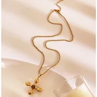 Simple Style Cross 316L Stainless Steel  Three-dimensional Natural Stone 18K Gold Plated Women's Pendant Necklace main image 8