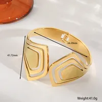 Elegant Exaggerated Artistic Geometric Leaves Flower 304 Stainless Steel 18K Gold Plated Unisex Bangle sku image 4