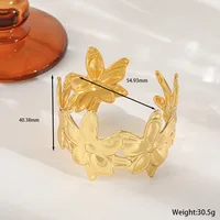 Elegant Exaggerated Artistic Geometric Leaves Flower 304 Stainless Steel 18K Gold Plated Unisex Bangle sku image 1