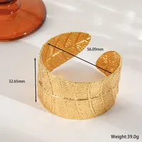 Elegant Exaggerated Artistic Geometric Leaves Flower 304 Stainless Steel 18K Gold Plated Unisex Bangle sku image 2
