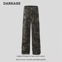 Retro American Camouflage Cargo Parachute Pants - Unisex Straight-Leg Loose Fit For Dance, Outdoor & Casual Streetwear Fashion main image 2