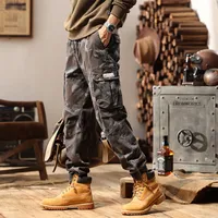 Men's Fall American Camouflage Retro Cargo Pants Loose Fit Straight Leg Casual Tapered Ankle Streetwear Urban Style main image 4