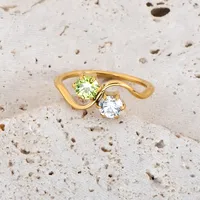Beach Solid Color Titanium Steel Zircon 18K Gold Plated Women's Rings main image 6