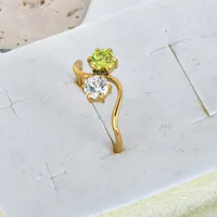 Beach Solid Color Titanium Steel Zircon 18K Gold Plated Women's Rings main image 1