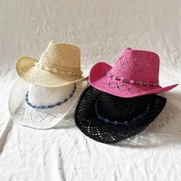 Women's Retro Solid Color Crimping Straw Hat main image 1