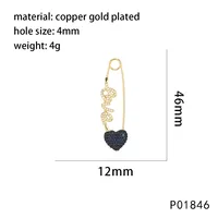IG Style Paper Clip Letter Heart Shape Copper Inlay Zircon DIY Ornament Accessories sku image 6