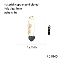 IG Style Paper Clip Letter Heart Shape Copper Inlay Zircon DIY Ornament Accessories main image 7