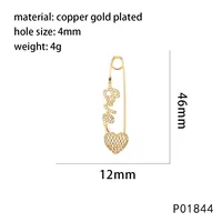 IG Style Paper Clip Letter Heart Shape Copper Inlay Zircon DIY Ornament Accessories main image 8