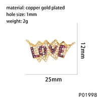 IG Style Paper Clip Letter Heart Shape Copper Inlay Zircon DIY Ornament Accessories main image 6