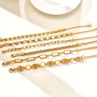 IG Style Geometric 201 Stainless Steel 18K Gold Plated Paperclip Chain Bracelets In Bulk main image 5