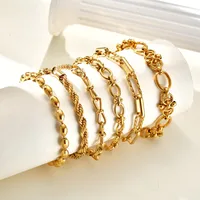 IG Style Geometric 201 Stainless Steel 18K Gold Plated Paperclip Chain Bracelets In Bulk main image 3