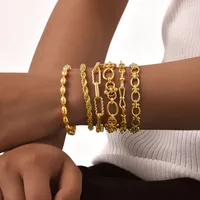 IG Style Geometric 201 Stainless Steel 18K Gold Plated Paperclip Chain Bracelets In Bulk main image 1