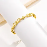 IG Style Geometric 201 Stainless Steel 18K Gold Plated Paperclip Chain Bracelets In Bulk main image 8