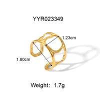 Vacation Classic Style Heart Shape 304 Stainless Steel Heart Flowers Hollow Out 18K Gold Plated Unisex Rings sku image 5