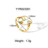 Vacation Classic Style Heart Shape 304 Stainless Steel Heart Flowers Hollow Out 18K Gold Plated Unisex Rings sku image 7