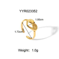 Vacation Classic Style Heart Shape 304 Stainless Steel Heart Flowers Hollow Out 18K Gold Plated Unisex Rings sku image 2