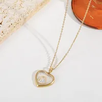 Casual Cute Commute Round Oval Heart Shape 316 Stainless Steel  Plating Inlay Zircon 18K Gold Plated Valentine'S Day Women's Pendant Necklace main image 5