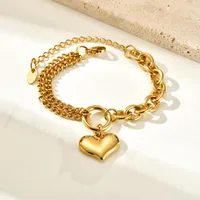 IG Style Elegant Heart Shape 304 Stainless Steel 18K Gold Plated Cable Chain Bracelets In Bulk main image 7