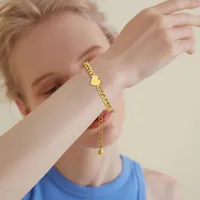 IG Style Elegant Heart Shape 304 Stainless Steel 18K Gold Plated Cable Chain Bracelets In Bulk main image 8