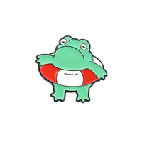 Cartoon Style Cute Animal Cartoon Frog Alloy Stamping Stoving Varnish Plating Unisex Cartoon Pinback Badge Brooches Collar Pin sku image 36