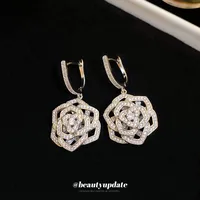 1 Pair Elegant Glam Flower Copper Drop Earrings main image 4