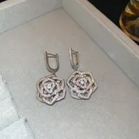 1 Pair Elegant Glam Flower Copper Drop Earrings sku image 1