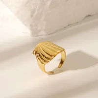 Sexy Tropical Cactus Leaf 304 Stainless Steel Natural Stone 18K Gold Plated Unisex Open Rings main image 5