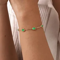 IG Style Square 201 Stainless Steel Inlay Zircon 18K Gold Plated St. Patrick Women's Bracelets Earrings Necklace main image 3
