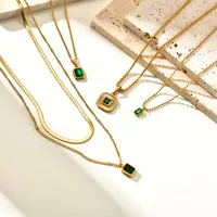IG Style Square 201 Stainless Steel Inlay Zircon 18K Gold Plated St. Patrick Women's Bracelets Earrings Necklace main image 4