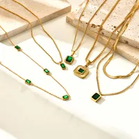 IG Style Square 201 Stainless Steel Inlay Zircon 18K Gold Plated St. Patrick Women's Bracelets Earrings Necklace main image 5