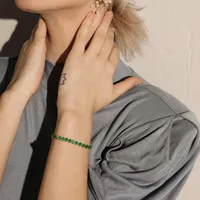 IG Style Square 201 Stainless Steel Inlay Zircon 18K Gold Plated St. Patrick Women's Bracelets Earrings Necklace main image 7