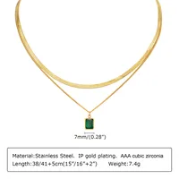 IG Style Square 201 Stainless Steel Inlay Zircon 18K Gold Plated St. Patrick Women's Bracelets Earrings Necklace sku image 5