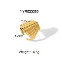 Sexy Tropical Cactus Leaf 304 Stainless Steel Natural Stone 18K Gold Plated Unisex Open Rings sku image 3