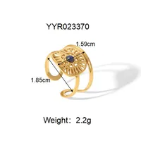 Sexy Tropical Cactus Leaf 304 Stainless Steel Natural Stone 18K Gold Plated Unisex Open Rings sku image 11