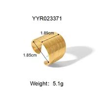 Sexy Tropical Cactus Leaf 304 Stainless Steel Natural Stone 18K Gold Plated Unisex Open Rings sku image 4