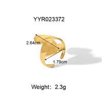 Sexy Tropical Cactus Leaf 304 Stainless Steel Natural Stone 18K Gold Plated Unisex Open Rings sku image 5