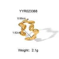 Sexy Tropical Cactus Leaf 304 Stainless Steel Natural Stone 18K Gold Plated Unisex Open Rings sku image 2