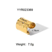 Sexy Tropical Cactus Leaf 304 Stainless Steel Natural Stone 18K Gold Plated Unisex Open Rings sku image 9