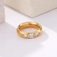 Simple Style Classic Style Water Droplets 304 Stainless Steel Inlay Zircon 18K Gold Plated Women's Rings main image 3