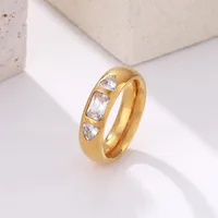 Simple Style Classic Style Water Droplets 304 Stainless Steel Inlay Zircon 18K Gold Plated Women's Rings main image 1