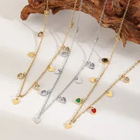 Elegant Cute Heart Shape 304 Stainless Steel Plating Inlay Zircon 18K Gold Plated Valentine'S Day Women's Multi Charms Necklace main image 3