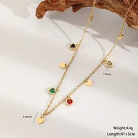 Elegant Cute Heart Shape 304 Stainless Steel Plating Inlay Zircon 18K Gold Plated Valentine'S Day Women's Multi Charms Necklace sku image 2