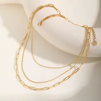 Elegant Solid Color 304 Stainless Steel Titanium Steel Plating 18K Gold Plated Women's Double Layer Necklaces main image 4