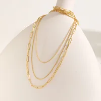 Elegant Solid Color 304 Stainless Steel Titanium Steel Plating 18K Gold Plated Women's Double Layer Necklaces main image 6