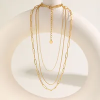 Elegant Solid Color 304 Stainless Steel Titanium Steel Plating 18K Gold Plated Women's Double Layer Necklaces main image 3