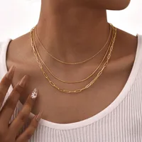 Elegant Solid Color 304 Stainless Steel Titanium Steel Plating 18K Gold Plated Women's Double Layer Necklaces main image 1