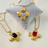 Casual Cross 304 Stainless Steel Metal Plating Rhinestones 18K Gold Plated Women's Pendant Necklace main image 1