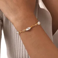 Wholesale Jewelry IG Style Solid Color 201 Stainless Steel Zircon 18K Gold Plated Bracelets Earrings Necklace Cuban Link Chain Curb Chain Cable Chain main image 6
