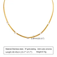 Wholesale Jewelry IG Style Solid Color 201 Stainless Steel Zircon 18K Gold Plated Bracelets Earrings Necklace Cuban Link Chain Curb Chain Cable Chain sku image 4